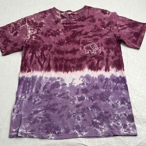 Ivory Ella multicolor purple burgundy white ombre tie dye logo pocket t-shirt